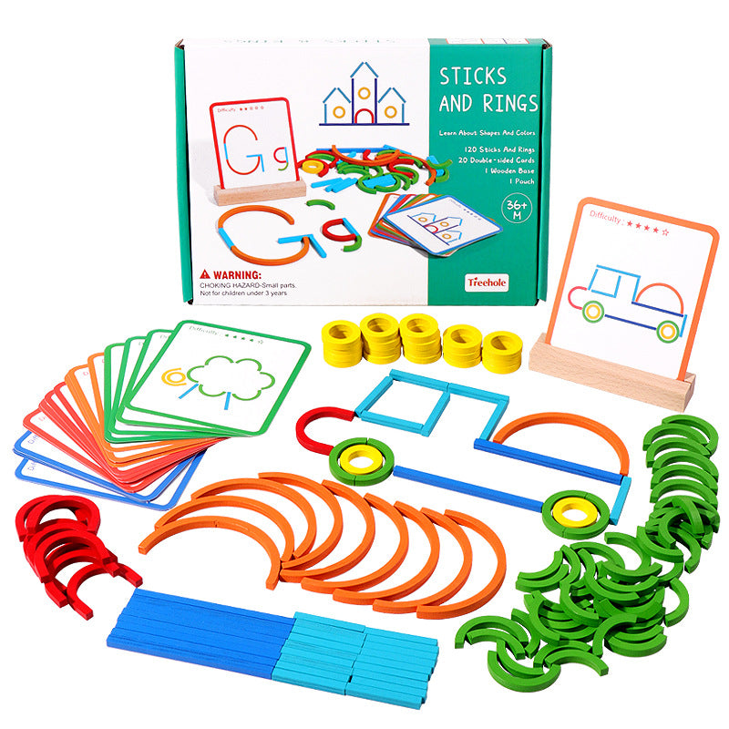 Sticks & Rings - Set educativo con palitos y aros de colores